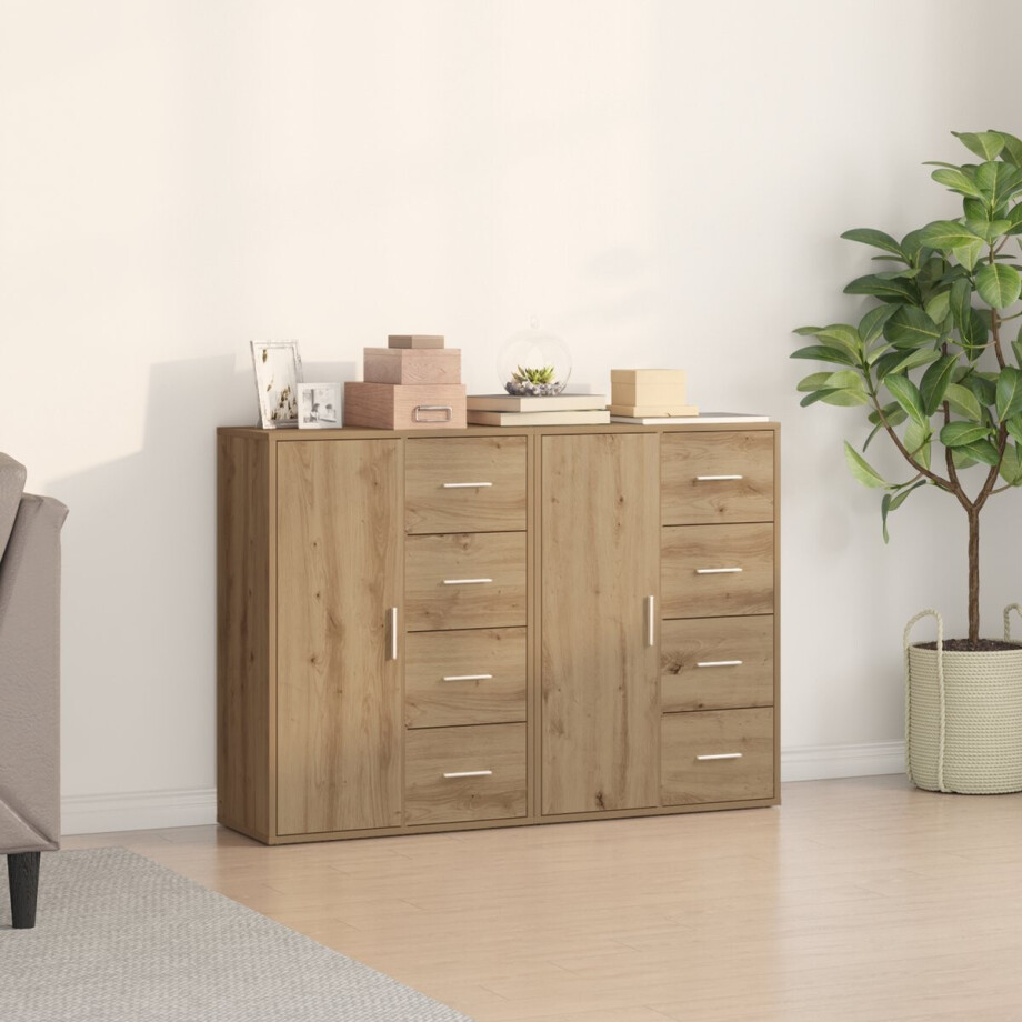 vidaXL - Dressoir - 2 - st - Artisan - Eiken - 60 - x - 31 - x - 84 - cm - Bewerkt - hout afbeelding 1