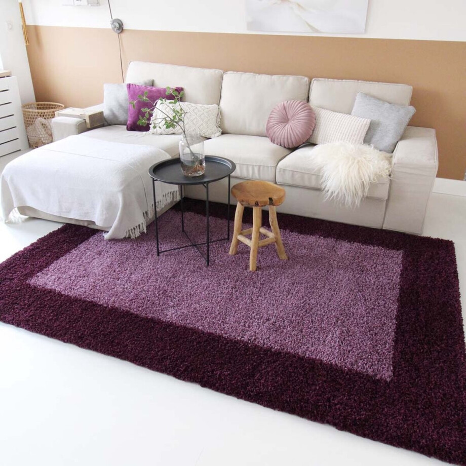 Hoogpolig vloerkleed shaggy Trend lijstmotief - paars 240x340 cm Hoogpolig vloerkleed shaggy Trend lijstmotief - paars 240x340 cm afbeelding 1
