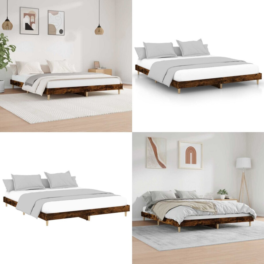 vidaXL Bedframe zonder matras hout gerookt eikenkleurig 120x200 cm - Bedframe - Bedframes - Bed - Bed Frame afbeelding 1