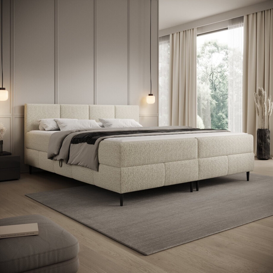 Meubella - Brisa - Boxspring met opbergruimte - Teddystof beige - 180x200 cm Meubella - Brisa - Boxspring met opbergruimte - Teddystof beige - 180x200 cm afbeelding 1