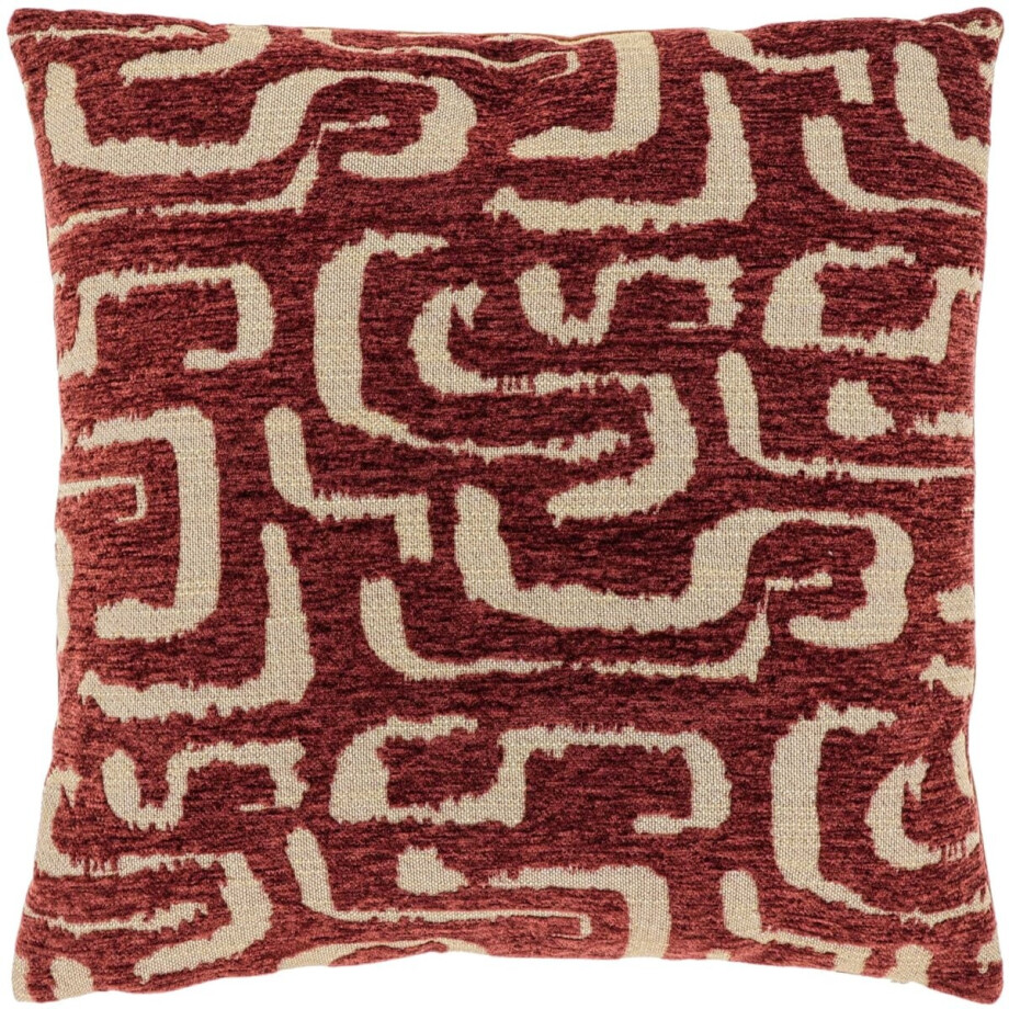 Unique Living Sierkussen Liam - Stof - Bordeaux/Bruin/Rood - 45 x x 45 cm (BxHxD) afbeelding 1