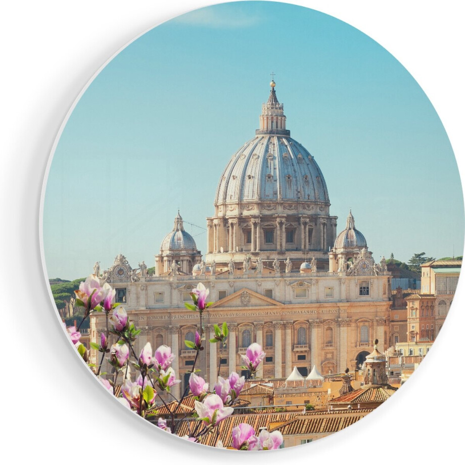 Artaza Forex Muurcirkel Sint Pietersbasiliek in Rome met Bloemen - 90x90 cm - Groot - Wandcirkel - Rond Schilderij - Muurdecoratie Cirkel Artaza Forex Muurcirkel Sint Pietersbasiliek in Rome met Bloemen - 90x90 cm - Groot - Wandcirkel - Rond Schilderij - Muurdecoratie Cirkel afbeelding 1