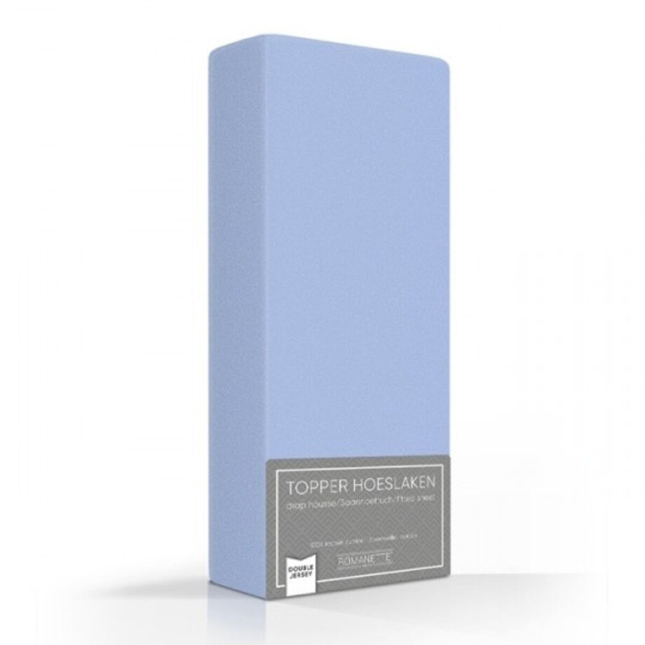 Romanette Zachte Dubbel Jersey Topper Hoeslaken - Lits-jumeaux (160/180x200/210/220 cm) - Blauw afbeelding 1