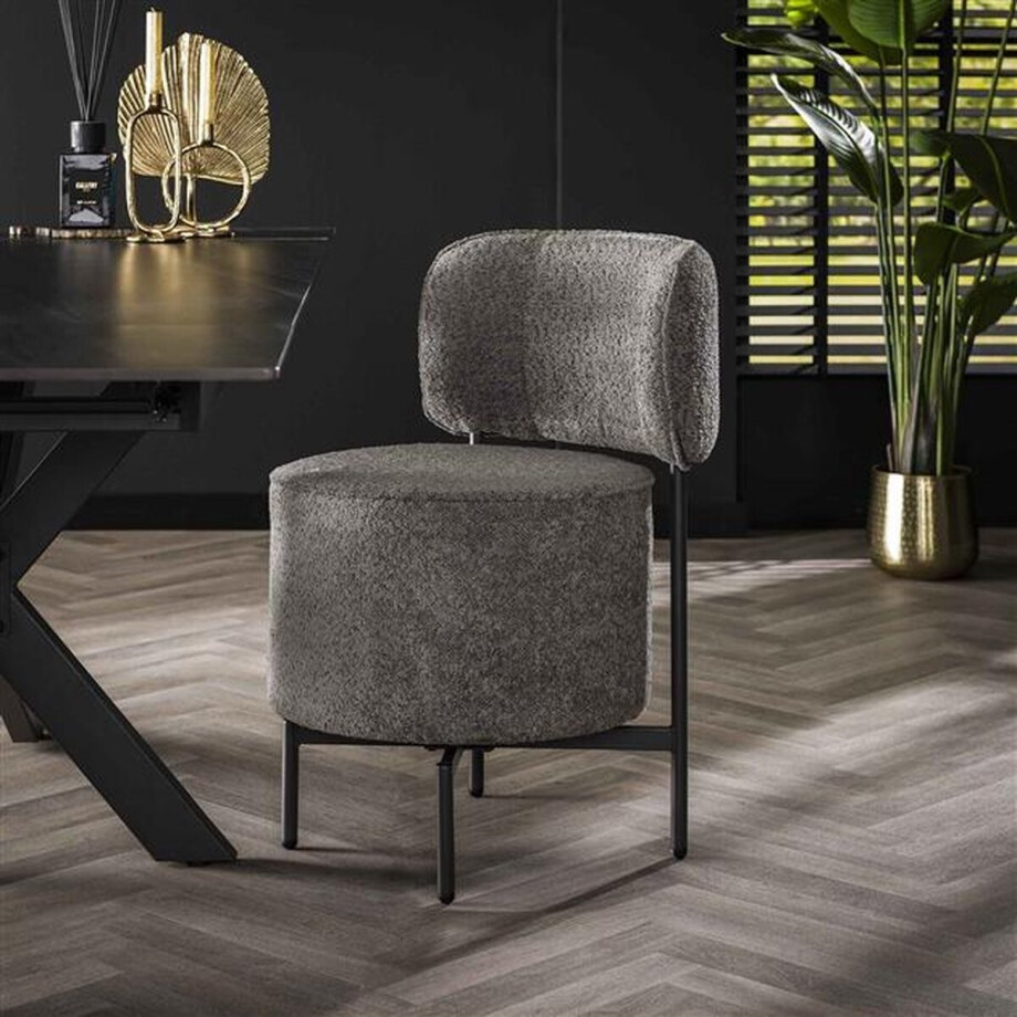 Hoyz Collection - Stoel Cocktail Draaibaar - 2 Stuks - Boucle Grijs afbeelding 1