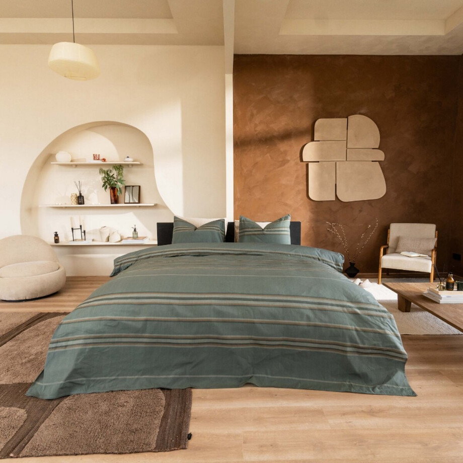Kayori Kenro Dekbedovertrek Tencel - 240x200-220 + 2 slopen - Lits-jumeaux - Zacht & Verkoelend - Groen afbeelding 1