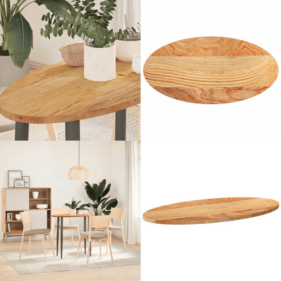 vidaXL Tafelblad 80x40x2 cm ovaal massief eikenhout lichtbruin - Tafelblad - Tafelbladen - Salontafelblad - Bijzettafelblad vidaXL Tafelblad 80x40x2 cm ovaal massief eikenhout lichtbruin - Tafelblad - Tafelbladen - Salontafelblad - Bijzettafelblad afbeelding 1