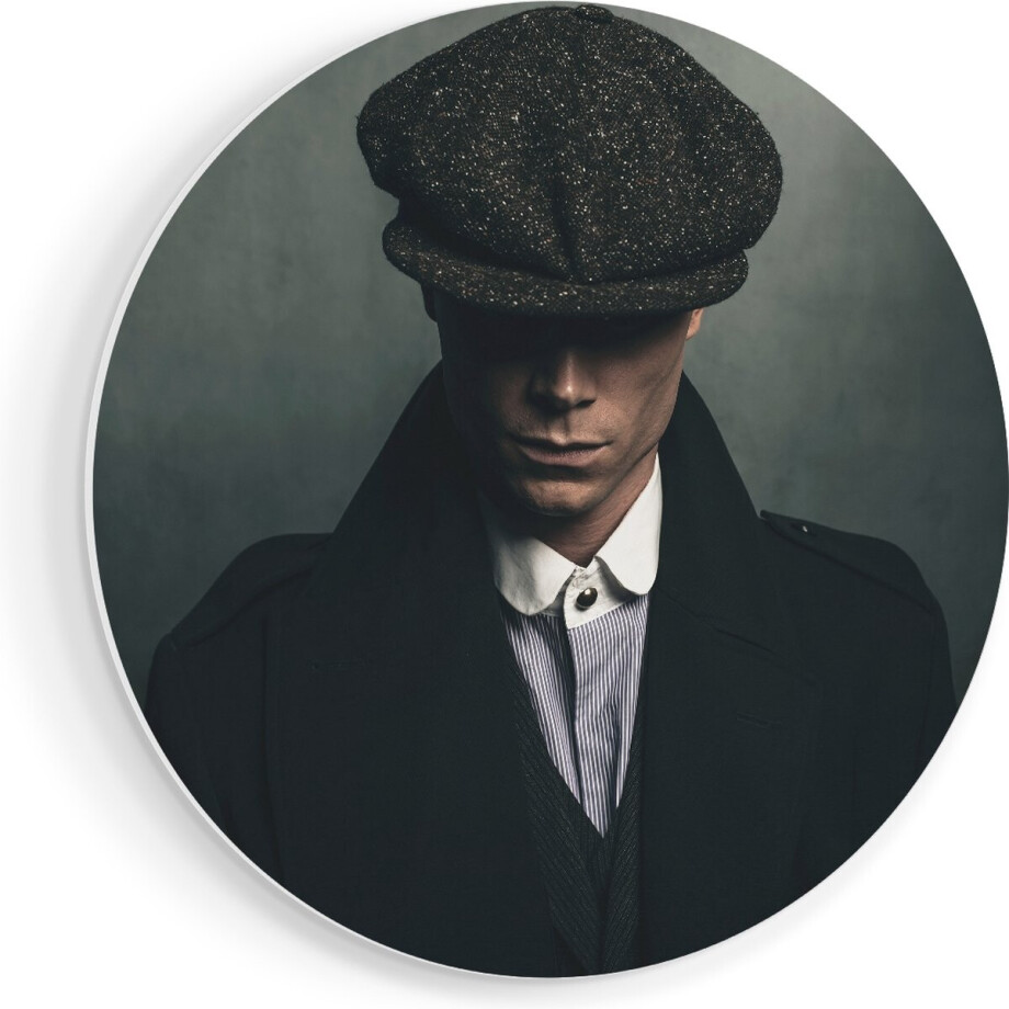 Artaza Forex Muurcirkel Engelse Gangster Met Een Pet Uit Jaren 1920 - 40x40 cm - Klein - Wandcirkel - Rond Schilderij - Wanddecoratie Cirkel afbeelding 1