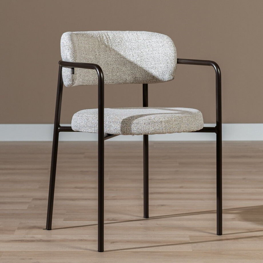 Bronx71® Eetkamerstoel Gio gemêleerde stof off white/bruin - stoel afbeelding 1