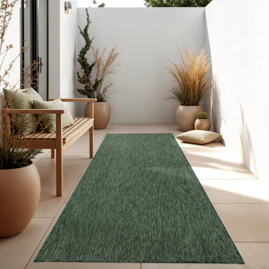 Paco Home In-& Outdoor Balkon Terras Keukenvloerkleed Eenkleurig Gemêleerd Patroon 80x150 cm afbeelding 1