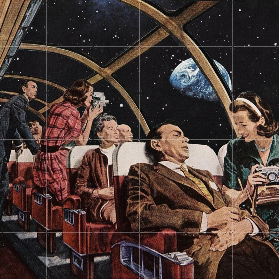 IXXI Earth Flyby, Extrovisions - 120 x 120 cm - Gratis ophangtool - Grote wanddecoratie en posters - Illustraties, Vintage, Retro, Surrealisme IXXI Earth Flyby, Extrovisions - 120 x 120 cm - Gratis ophangtool - Grote wanddecoratie en posters - Illustraties, Vintage, Retro, Surrealisme afbeelding 1