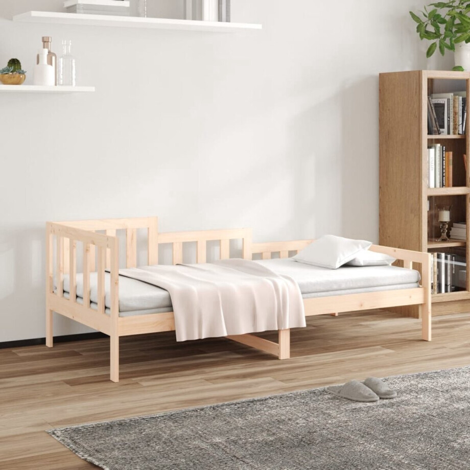 vidaXL Slaapbank Logeerbed - Massief grenenhout - 3-zijdig bedhek - Gelat ontwerp - Veelzijdig bed - Extra opbergruimte - 193.5 x 96 x 68.5 cm - Geschikte matras- 90 x 190 cm - Bed afbeelding 1
