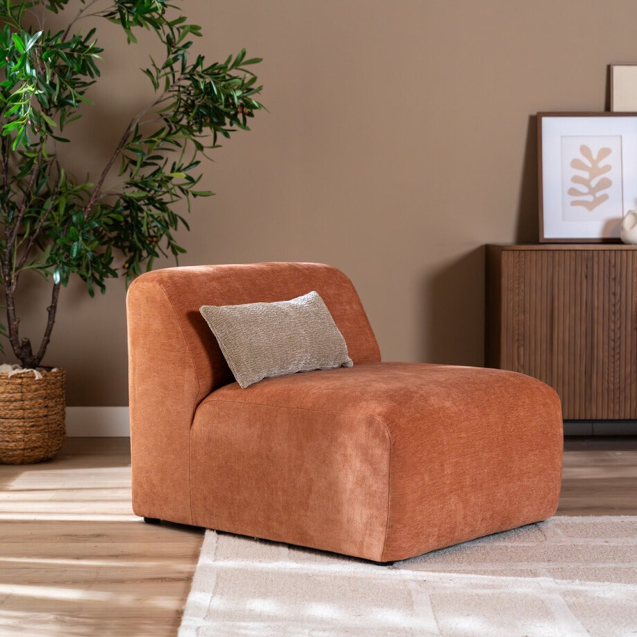Bronx71® Fauteuil Maine gemêleerde stof terracotta afbeelding 1
