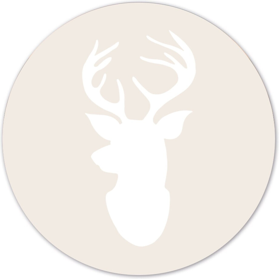 Label2X - Muurcirkel - Kerst Rendier Beige - Ø 30 cm / Dibond - Aanbevolen - Beige - Wandcirkel - Rond Schilderij - Kerst - Kerstversiering - Kerst Decoratie - Muurdecoratie Cirkel - Wandecoratie rond - Decoratie voor woonkamer of slaapkamer afbeelding 1