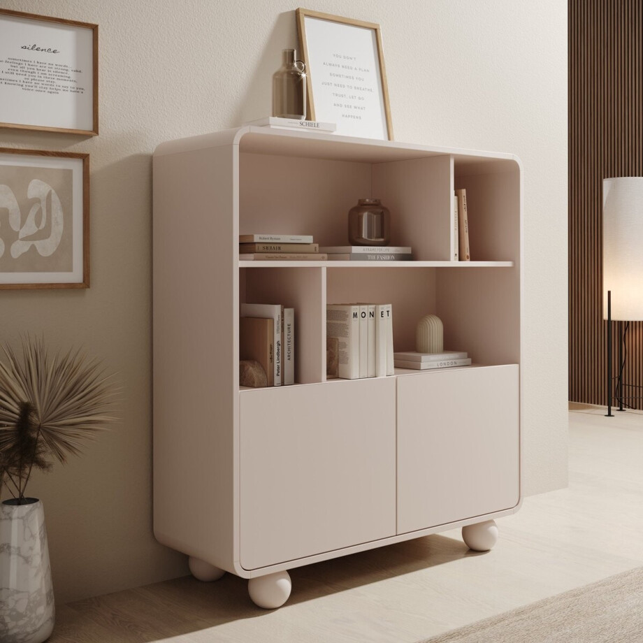 Meubella - Anobo - Boekenkast - Beige - 108x39x121 cm Meubella - Anobo - Boekenkast - Beige - 108x39x121 cm afbeelding 1