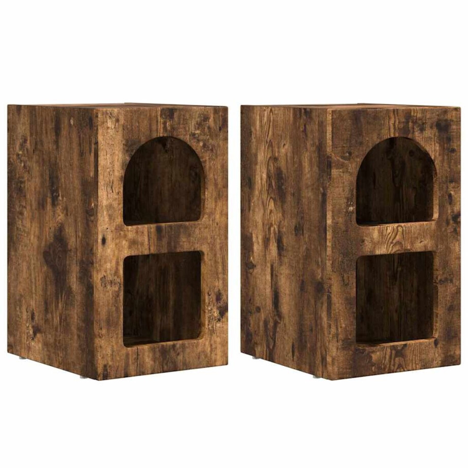 vidaXL - Nachtkastje - ELST - 2 - st - Rook - Eiken - 29,5 - x - 33,5 - x - 50 - cm afbeelding 1