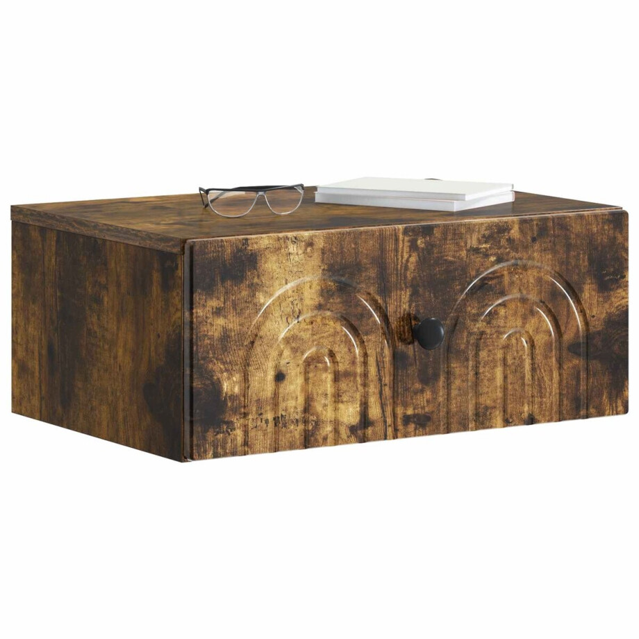 vidaXL - Muurbevestigde - Nachttafel - Gerookt - eiken - 49 - x - 34,5 - x - 20 - cm vidaXL - Muurbevestigde - Nachttafel - Gerookt - eiken - 49 - x - 34,5 - x - 20 - cm afbeelding 1