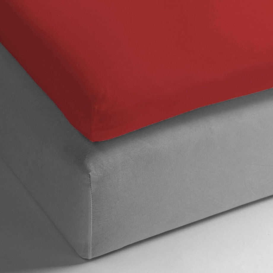 HnL Living - Hoeslaken - Topper - Katoen Perkal - 200 x 200 cm - Rood afbeelding 1