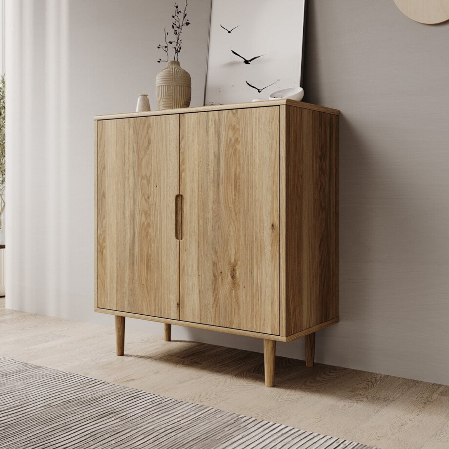 Meubella - Selwood - Dressoir - Eikenpatroon - 95x43x103 cm afbeelding 1