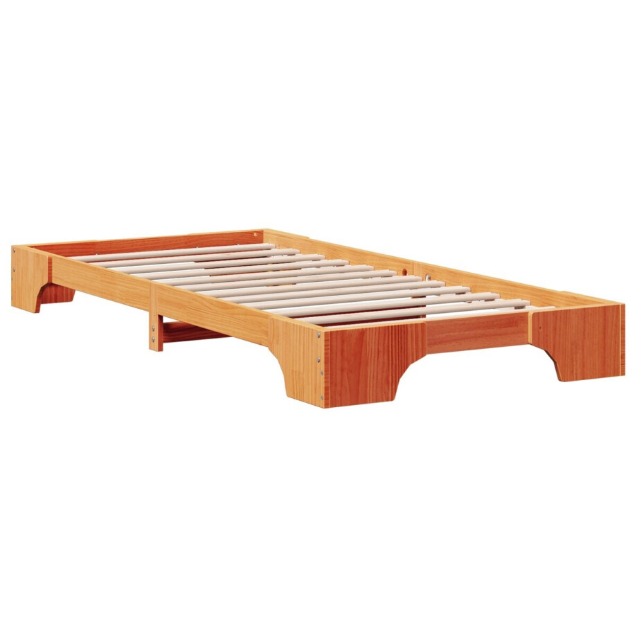 vidaXL - Bedframe - Wasbruin - 100 - x - 200 - cm - Massief - grenenhout vidaXL - Bedframe - Wasbruin - 100 - x - 200 - cm - Massief - grenenhout afbeelding 1