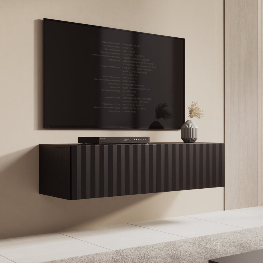 Meubella - TV-Meubel Angelina - Zwart - 128 cm afbeelding 1