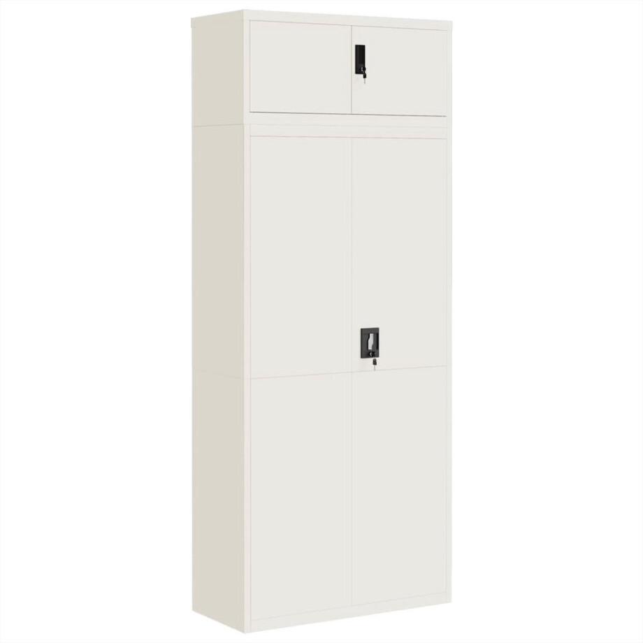 vidaXL - Archiefkast - 90x40x220 - cm - staal - wit afbeelding 1
