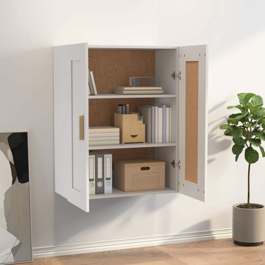 vidaXL Wandkast - Wandkasten - Houten Wandkast - Hangkast - Wandkast 69,5x32,5x90 cm bewerkt hout wit afbeelding 1