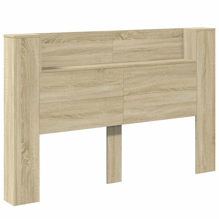 vidaXL - Hoofdeinde - Kast - met - LED - met - plank - Sonoma - 160 - x - 16,5 - x - 103,5 - cm afbeelding 1