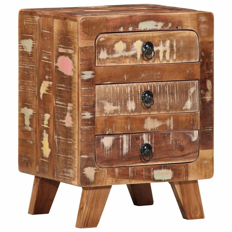 vidaXL - Nachtkastje - 37x32x50 - cm - massief - gerecycled - hout afbeelding 1