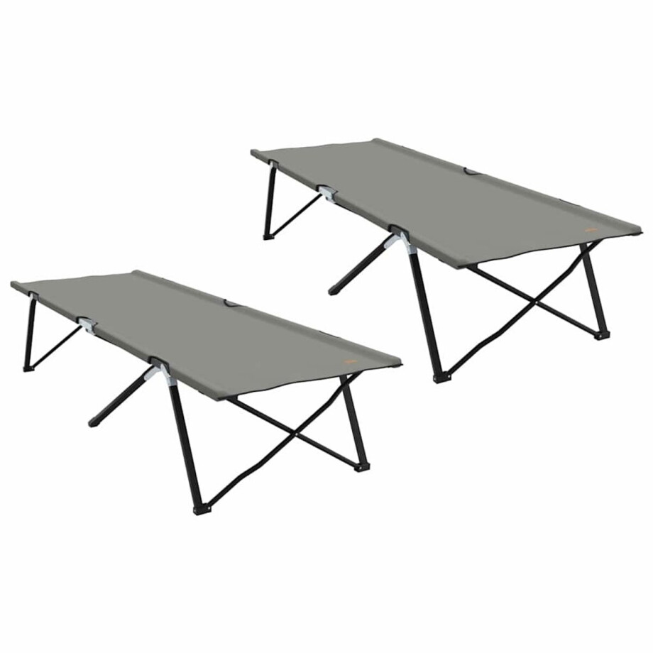 vidaXL - Opvouwbaar - Campingbed - 2 - st - Grijs - 206 - x - 76 - x - 74 - cm afbeelding 1
