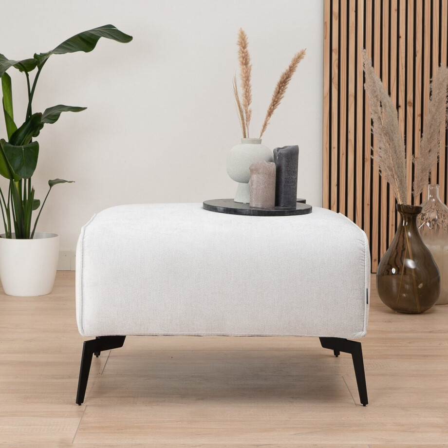 Bronx71® Scandinavische hocker Vegas off white stof gemêleerd afbeelding 1