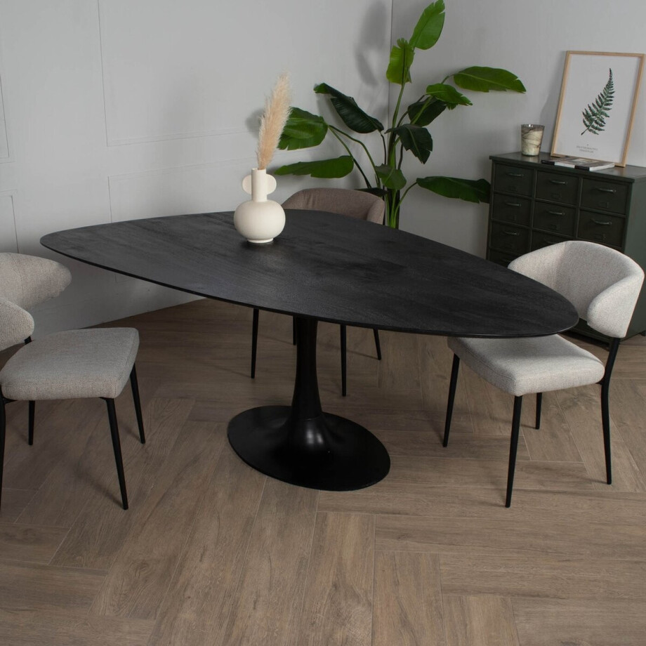 Eettafel Owen Kiezel Zwart O-poot 200cm - Giga Meubel afbeelding 1