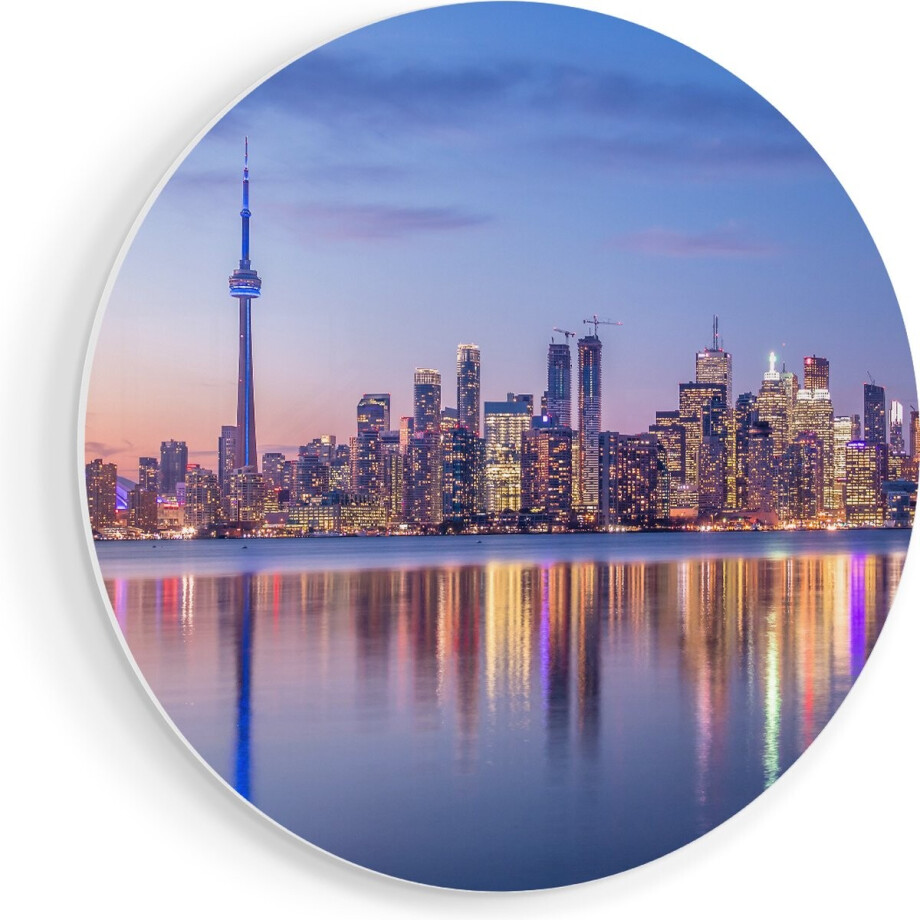 Artaza Forex Muurcirkel Toronto Skyline in Canada - 90x90 cm - Groot - Wandcirkel - Rond Schilderij - Muurdecoratie Cirkel afbeelding 1