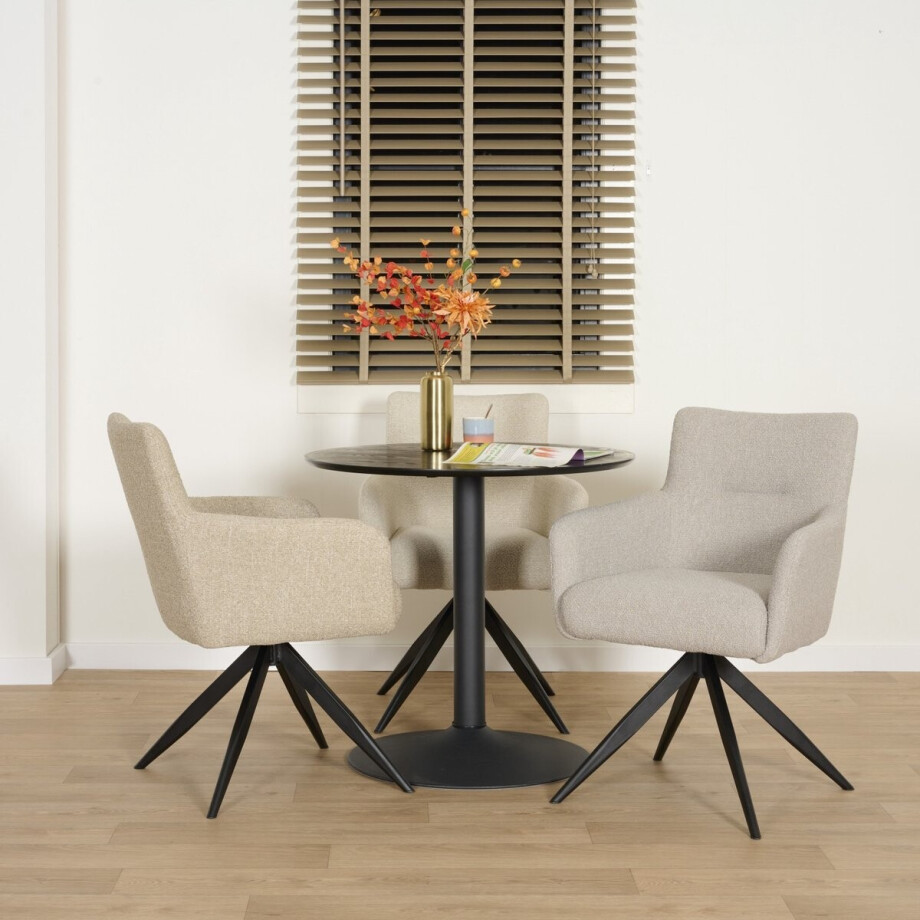 Eetkamerstoel Tonsberg - Bouclé / Metaal - Klei / Zwart - 58x87x64 cm (BxHxD) - Armstoel - Kleur Clay afbeelding 1