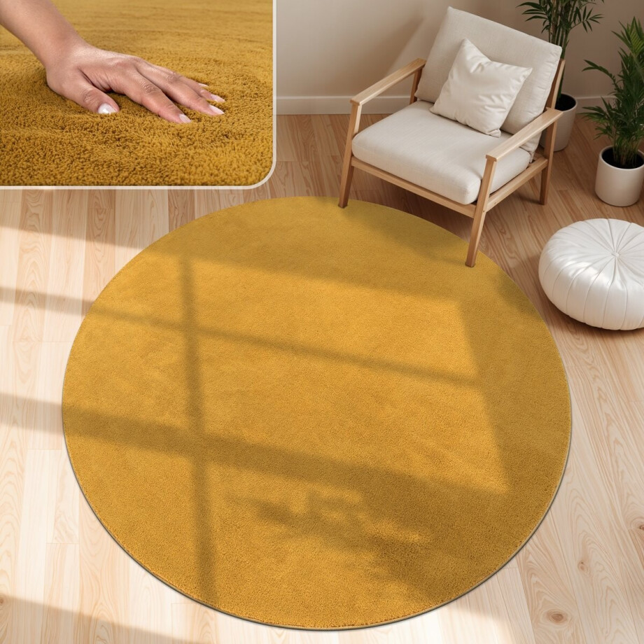 Paco Home Moderne woonkamer tapijt kortpolig wasbaar zacht uni effect bont antislip 80 cm Rund Paco Home Moderne woonkamer tapijt kortpolig wasbaar zacht uni effect bont antislip 80 cm Rund afbeelding 1