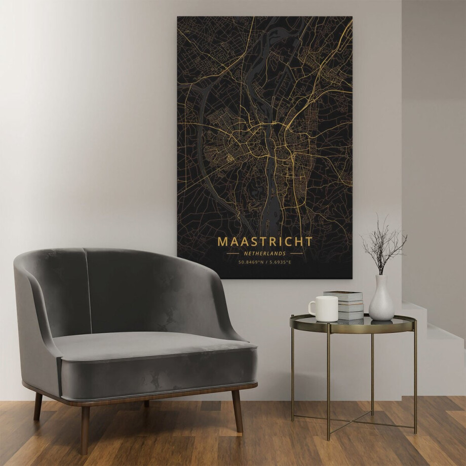 Artaza Canvas Schilderij Stadskaart Maastricht - 80x120 cm - Groot - Wanddecoratie Wereldkaart - Muurdecoratie Goud - Schilderijen Op Canvas Artaza Canvas Schilderij Stadskaart Maastricht - 80x120 cm - Groot - Wanddecoratie Wereldkaart - Muurdecoratie Goud - Schilderijen Op Canvas afbeelding 1