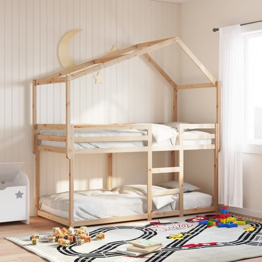 vidaXL - Stapelbedframe - zonder - matras - massief - grenenhout - 90x200 - cm vidaXL - Stapelbedframe - zonder - matras - massief - grenenhout - 90x200 - cm afbeelding 1