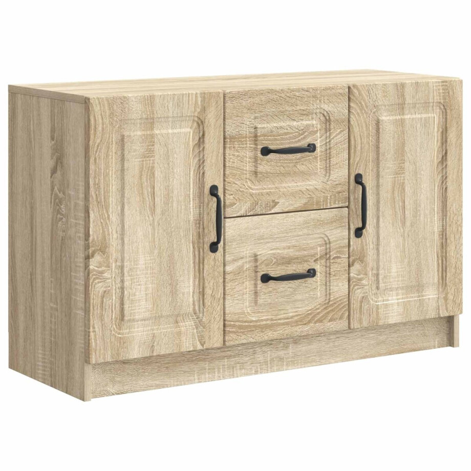 vidaXL - Dressoir - Sonoma - Eiken - 89 - x - 34,5 - x - 57 - cm - Bewerkt - hout afbeelding 1