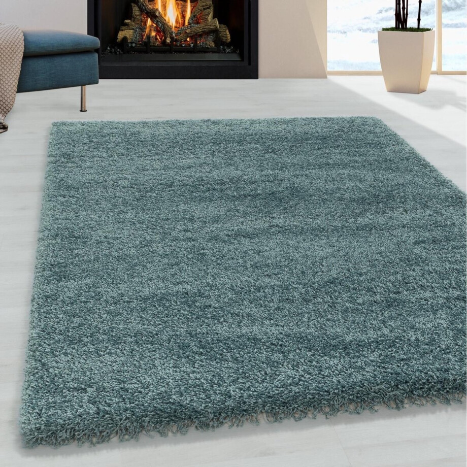 Flycarpets Azure Vloerkleed Blauw - Effen - Hoogpolig - 140x200 cm afbeelding 1