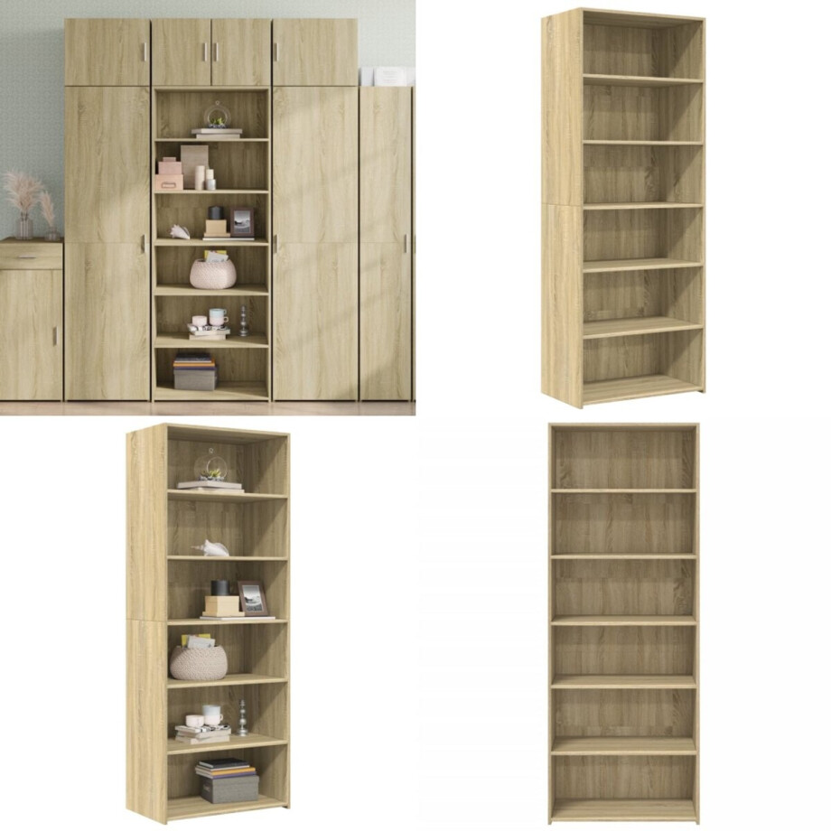 vidaXL Hoge kast 70x41x185 cm bewerkt hout sonoma eikenkleurig - Hoge Kast - Hoge Kasten - Hoog Dressoir - Hoge Kast Woonkamer afbeelding 1