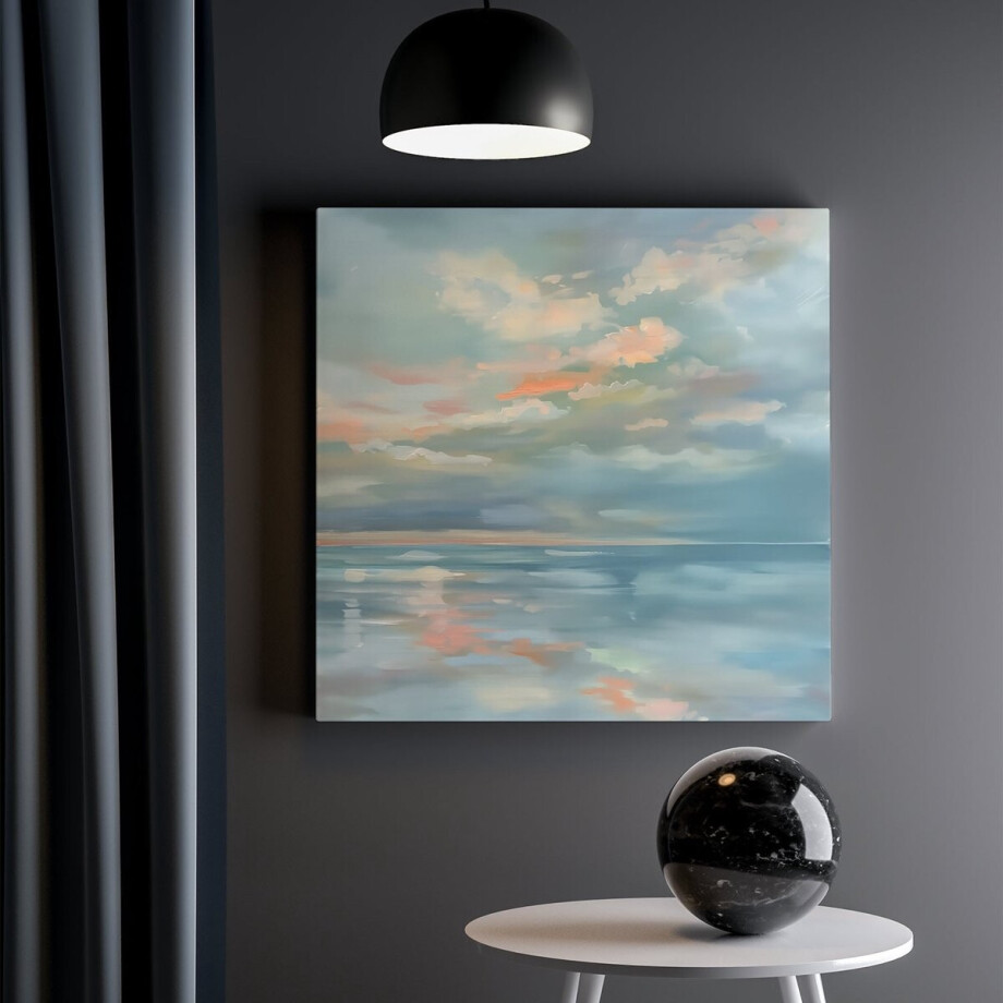 Artaza Canvas Schilderij Wolken boven het Water - 30x30 cm - Klein - Wanddecoratie Woonkamer - Schilderijen - Muurdecoratie afbeelding 1