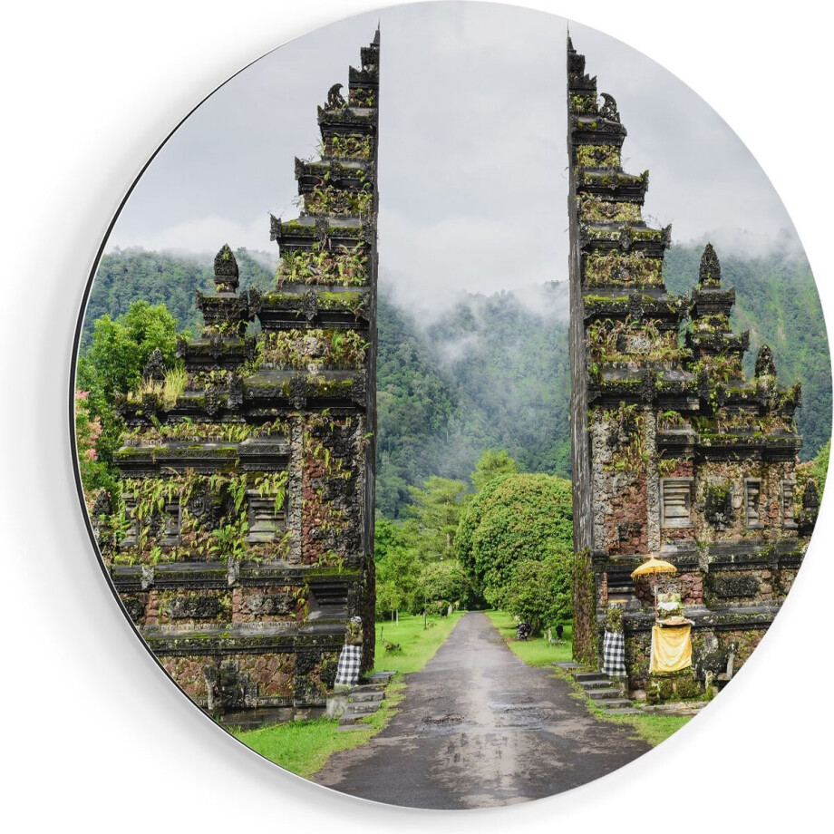 Artaza Dibond Muurcirkel Tempel Poort in Bali - Ø 40 cm - Klein - Wandcirkel - Rond Schilderij - Voor Binnen en Buiten Artaza Dibond Muurcirkel Tempel Poort in Bali - Ø 40 cm - Klein - Wandcirkel - Rond Schilderij - Voor Binnen en Buiten afbeelding 1