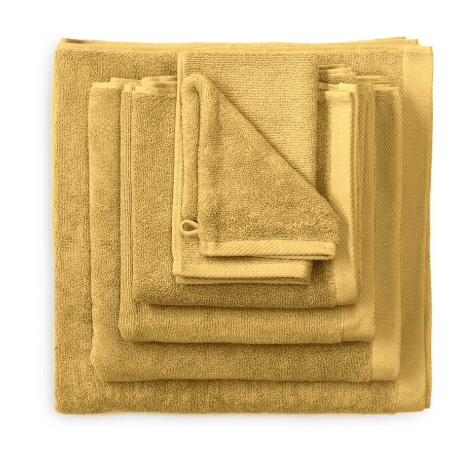 Heckett & Lane 2 stuks Premium Handdoek 50 cm x 100 cm Ochre Yellow afbeelding 1