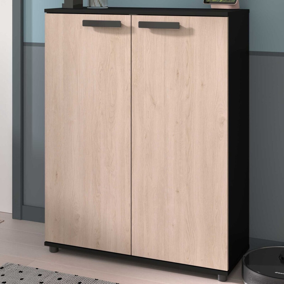 Commode Celestia Met 2 Deuren - Eikdecor/zwart Commode Celestia Met 2 Deuren - Eikdecor/zwart afbeelding 1