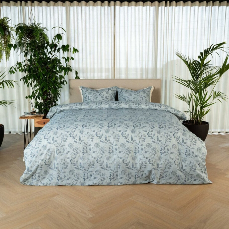 Kayori Ana Dekbedovertrek Katoen - 240x200-220 +2 slopen - Lits-jumeaux - Uniek Dessin - Blauw afbeelding 1