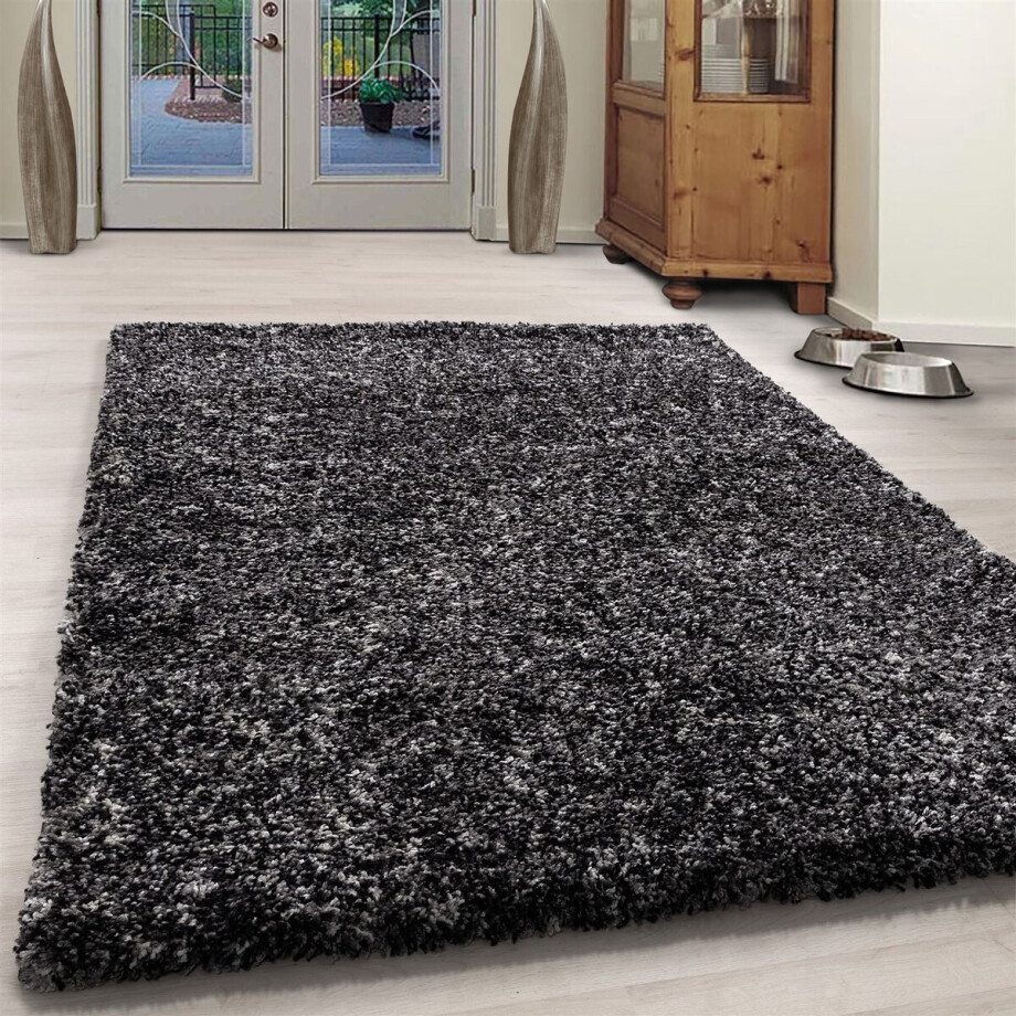 Flycarpets Lorium Vloerkleed - 240x340 cm - Antraciet / Wit / Grijs - Hoogpolig afbeelding 1