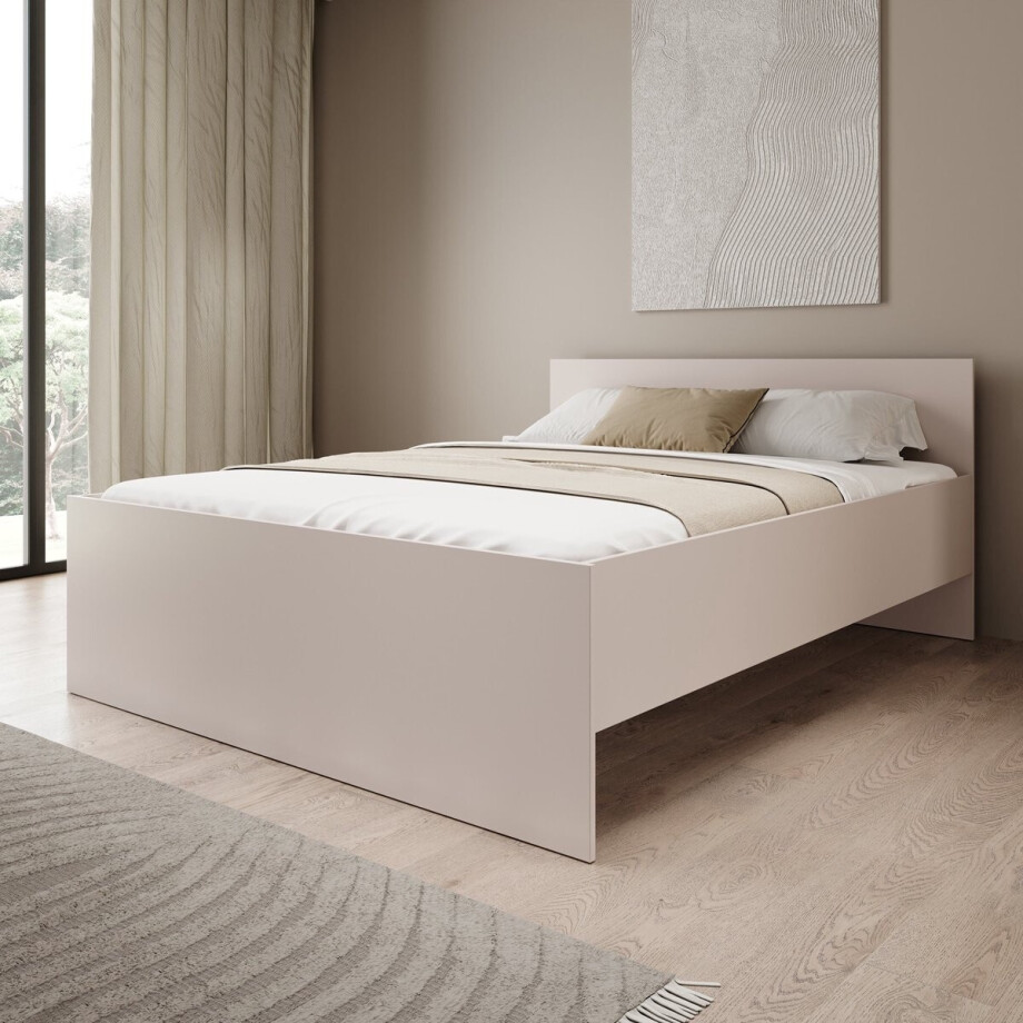 Meubella - Montalo - Tweepersoonsbed - Beige - 160x200 cm Meubella - Montalo - Tweepersoonsbed - Beige - 160x200 cm afbeelding 1