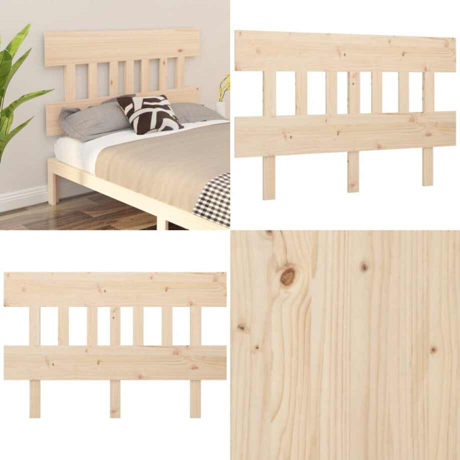 vidaXL Hoofdbord 143,5x3x81 cm massief grenenhout - Hoofdbord - Hoofdborden - Hoofdeinde - Houten Hoofdbord afbeelding 1