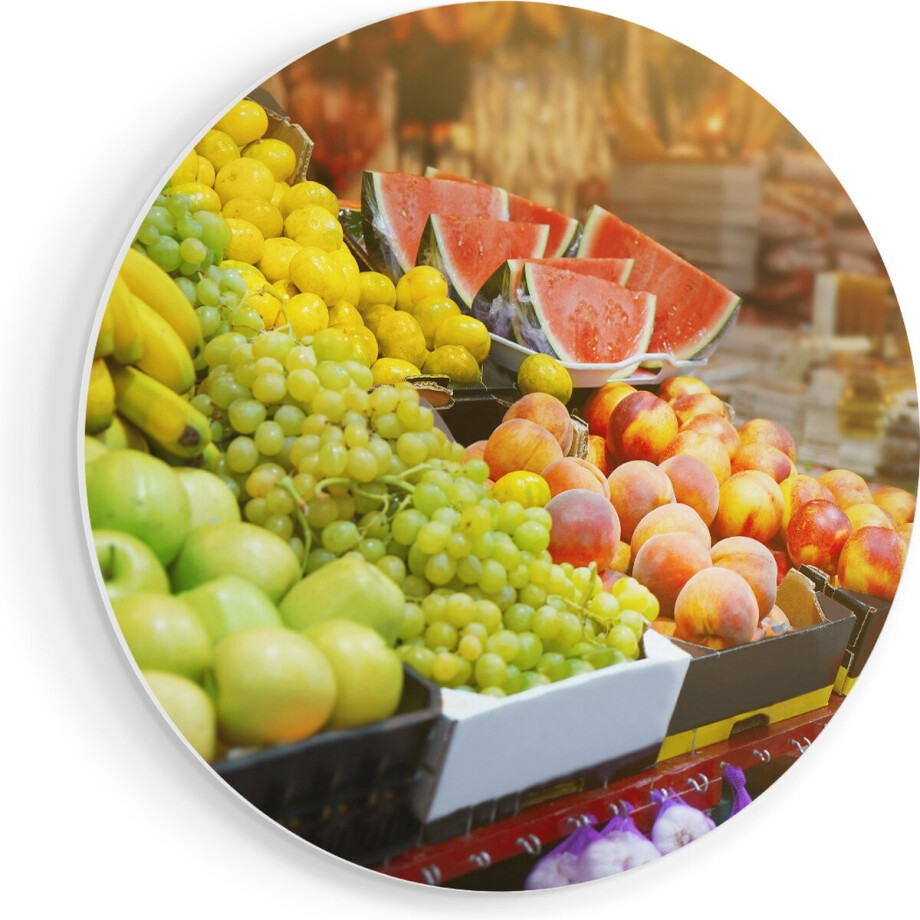 Artaza Forex Muurcirkel Vers Fruit Op De Markt - 70x70 cm - Wandcirkel - Rond Schilderij - Wanddecoratie Cirkel - Muurdecoratie Artaza Forex Muurcirkel Vers Fruit Op De Markt - 70x70 cm - Wandcirkel - Rond Schilderij - Wanddecoratie Cirkel - Muurdecoratie afbeelding 1
