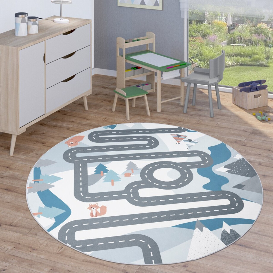 Paco Home Kindervloerkleed Vloerkleed Rond Kinderkamer-Speelvloerkleed Stratenvloerkleed 160 cm Rund Paco Home Kindervloerkleed Vloerkleed Rond Kinderkamer-Speelvloerkleed Stratenvloerkleed 160 cm Rund afbeelding 1