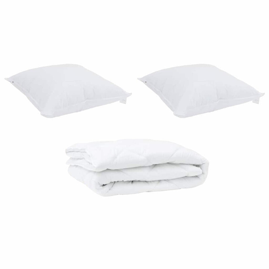 vidaXL - Dekbed - met - kussen - 3 - pcs - Wit - Microvezel vidaXL - Dekbed - met - kussen - 3 - pcs - Wit - Microvezel afbeelding 1